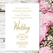 Texto Dourado Elegante Casamento Branco