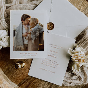Convite Texto e Foto Elegante Simples Boho Wedding