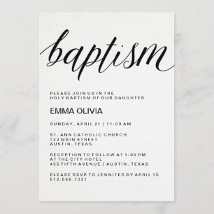 Convite Texto elegante moderno do baptismo no papel da