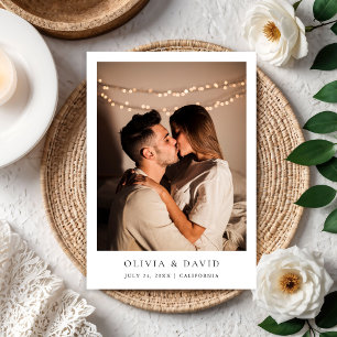 Convite Texto Elegante Simples e Moderno de Casamento de F