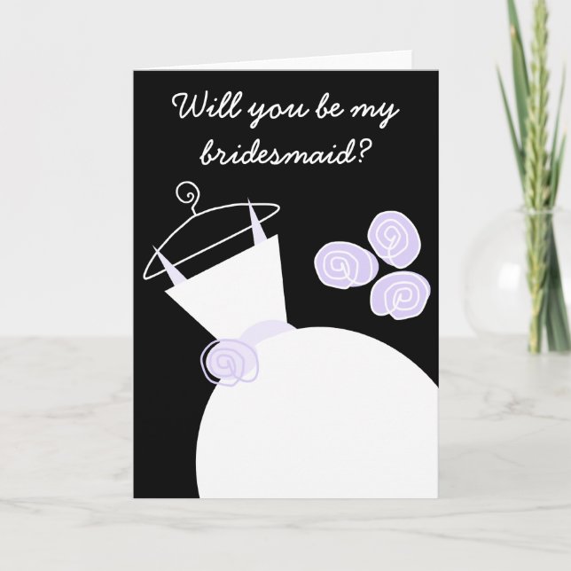 Convite Texto frontal do 'Bridesmaid' Roxo de Casamento pr (Frente)