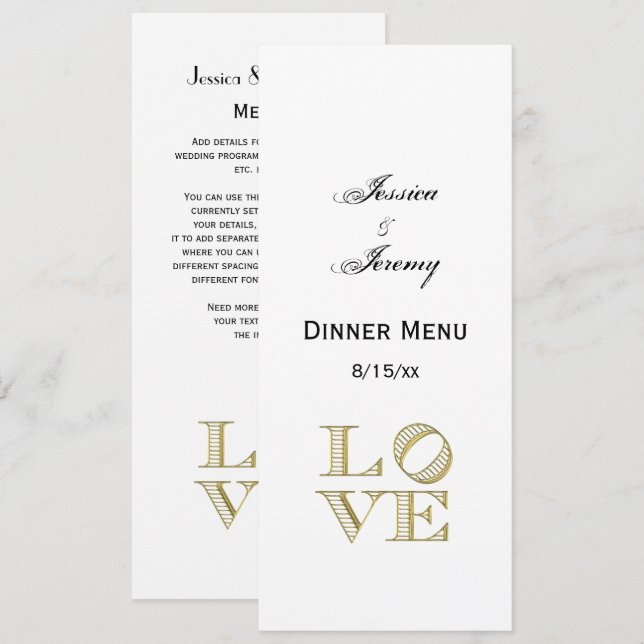 Convite Texto Gráfico do AMOR - Faux Dourado (Frente/Verso)