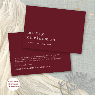 Convite Texto Minimalista Borgonha Branca Feliz Natal