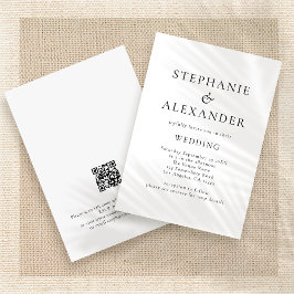 Convite Texto Minimalista Código QR Qualquer Casamento de