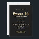 Convite Texto Minimalista Dourado Verde 16 Festa de aniver<br><div class="desc">Texto Minimalista Dourado Negro,  Festa de aniversário 16. 100% personalizável. Personalize facilmente o texto e altere as cores da fonte e do plano de fundo,  se desejar,  por meio da opção editar mais.</div>