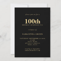 Texto minimalista preto Dourado 100º aniversário