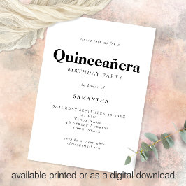 Convite Texto Minimalista Qualquer Cor Quinceañera Anivers