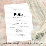 Convite Texto minimalista qualquer Festa de aniversário 50<br><div class="desc">Texto Minimalista Qualquer Festa de aniversário 50ª Cor. Totalmente personalizável. Personalize facilmente o texto e altere as cores da fonte e do plano de fundo,  se desejar,  por meio da opção editar mais.</div>