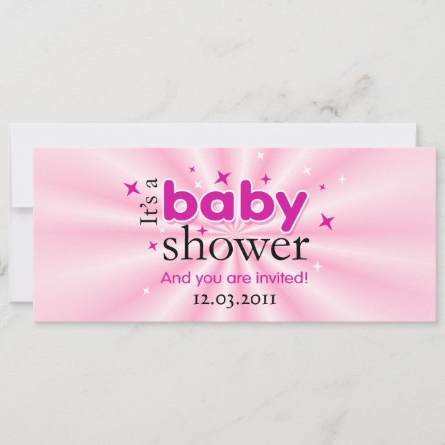 Convite Texto Moderno, cor-de-rosa, estrelas incríveis, Ch (Frente)