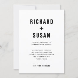 Convite Texto Moderno Simples | Casamento Negro e Branco