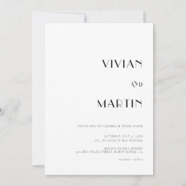 Convite Texto Negrito QR Tudo-em-um Casamento Preto e Bran