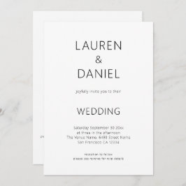 Convite Texto Simples Apenas Código QR Casamento Preto e B