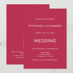 Convite Texto Simples Casamento de Código QR Magenta
