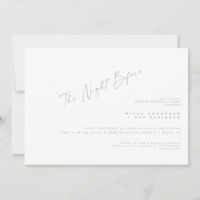 Convite Texto Simples Da Sage Na Noite Antes Do Janto De E (Frente)