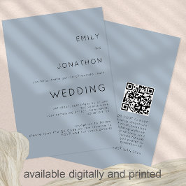 Convite Texto Simples Dusty Código QR Casamento