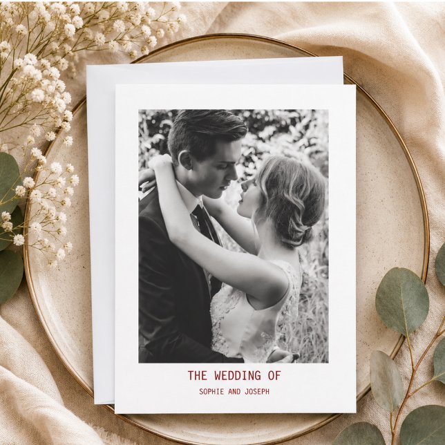 Convite  Texto Simples e Elegante & Foto | Casamento  (Simple Elegant Text & Photo | Wedding Invitation)