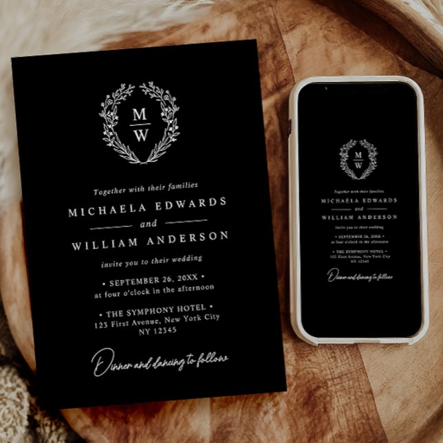 Convite Texto Simples Elegante Botânico Apenas Casamento (Criador carregado)