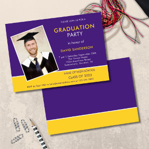 Convite Texto Simples Foto Amarelo Roxo 2022 Graduação