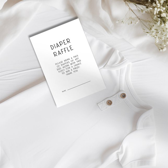 Convite Texto Simples Fralda branca Chá de fraldas Raffle  (Available digitally and printed)