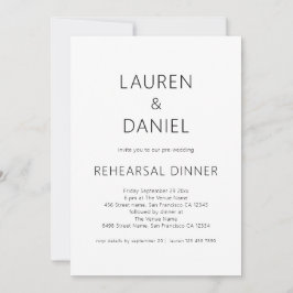 Convite Texto Simples Janto de Ensaio de Casamentos Branco