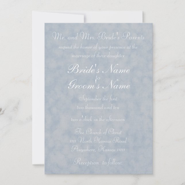 Convite Textura Azul com Casamento Verso (Frente)
