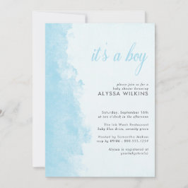 Convite Textura de aquarela com tinta é um Chá de fraldas 