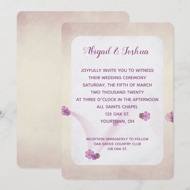 Convite textura de blush abstrato casamento (Frente/Verso)