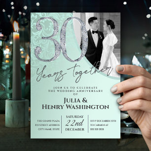 Convite Textura de Diamante Aniversário de Casamento de 30