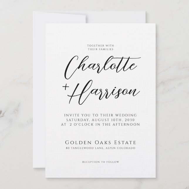 Convite Textura de Linen Embossed (Frente)