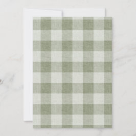 Convite Textura de Linho Xadrez Búfalo em Gingham Verde Sa