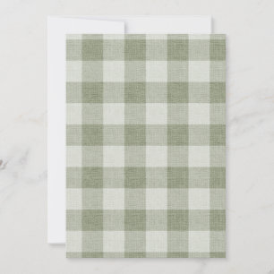 Convite Textura de Linho Xadrez Búfalo em Gingham Verde Sa