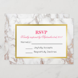 Convite Textura de mármore branco com uma RSVP de quadros 