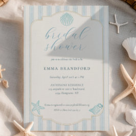 Convite Textured Coastal Seashell Nautical Bridal Shower