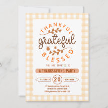 Thankful Grateful Blessed Thanksgiving Party