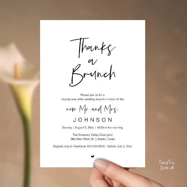 Convite Thanks a Brunch, Post modern wedding celebration (Thanks a Brunch, Post modern wedding celebration, wedding crew, Invitation card, black and white)
