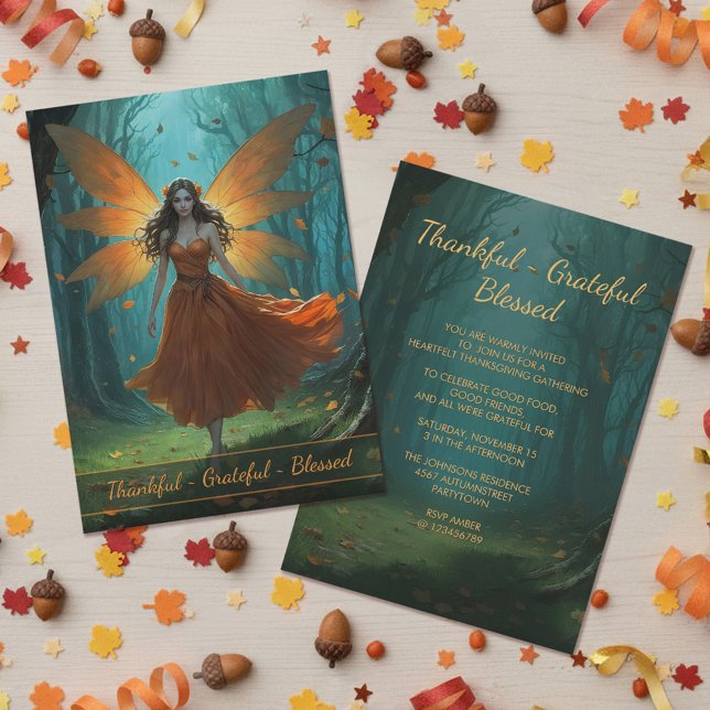 Convite Thanksgiving Enchanted Autumn Fairy Party (Criador carregado)