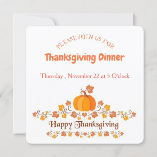 Convite thanksgiving invitation card