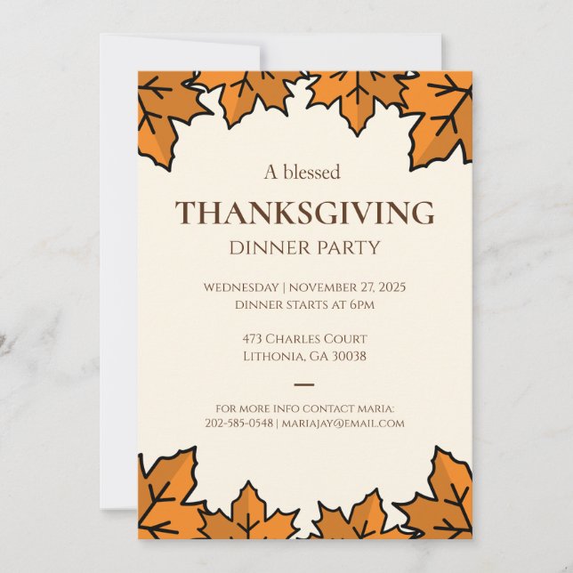 Convite  Thanksgiving Invitation – Printable Potluck Invt (Frente)