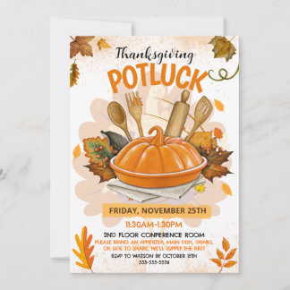 Convite Thanksgiving Potluck Invitation