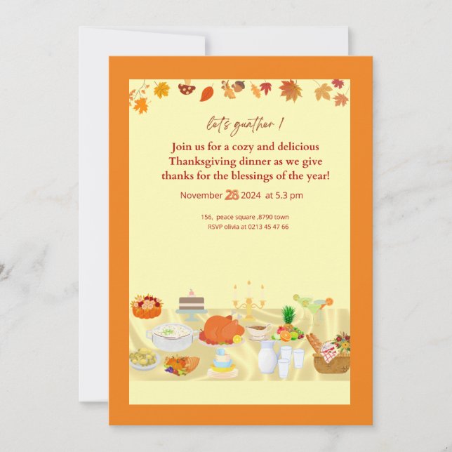 Convite thanksguiving invitation card (Frente)