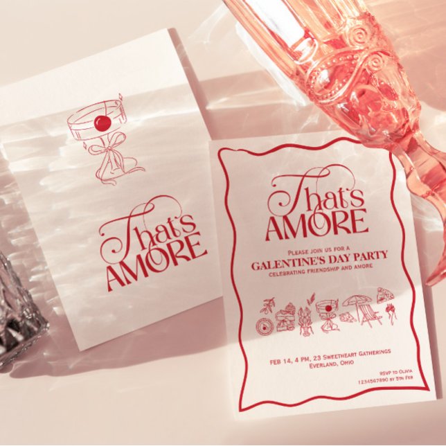 Convite “That’s Amore” GALENTINES Red Party Invitation (Criador carregado)