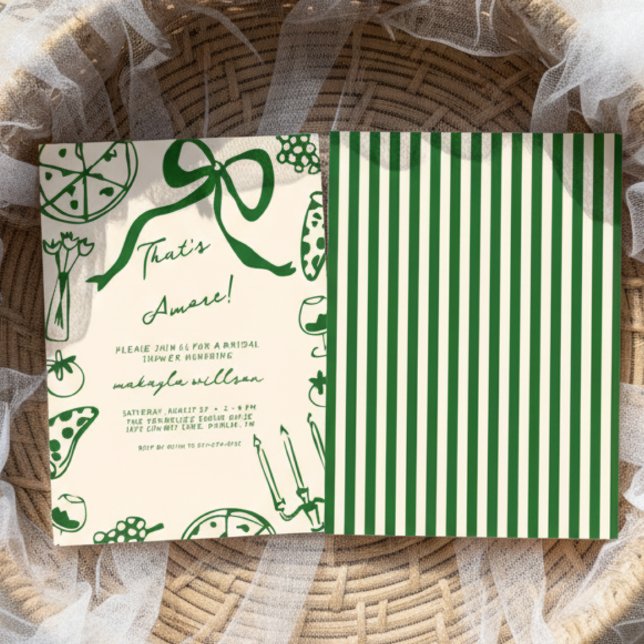 Convite That’s Amore green hand drawn food Bridal Shower (Criador carregado)
