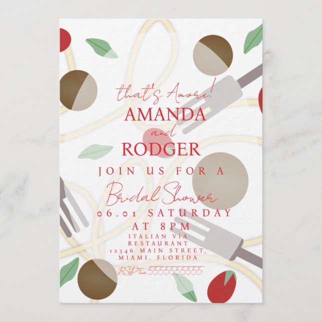 Convite That’s Amore Italian Pasta Wedding (Frente)