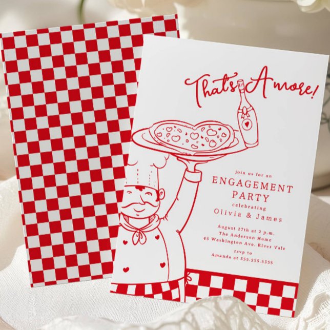 Convite That’s Amore Pizza Engagement Party Invite (Criador carregado)