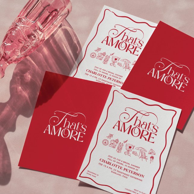 Convite That’s Amore Red hand drawn Bridal Shower invite (Criador carregado)