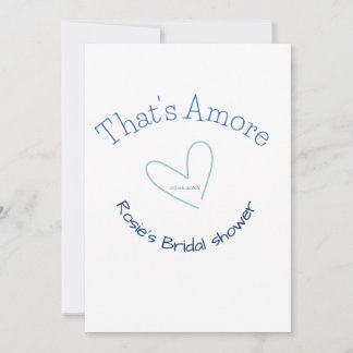 CONVITE THATS AMORE BRIDAL SHOWER BLUE HEART NAME DATE SIM
