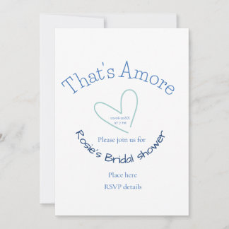 CONVITE THATS AMORE BRIDAL SHOWER BLUE HEART NAME DATE SIM