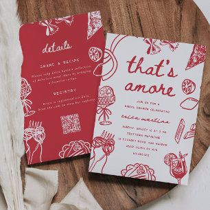 Convite "That's Amore" Chá de Noiva Italiano Caprichoso