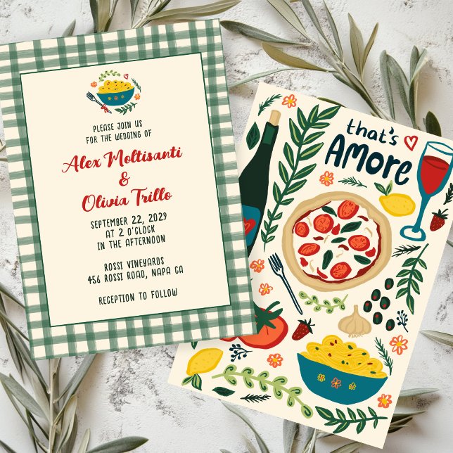 Convite That's Amore Italian Food CUSTOM Plaid Wedding (That's Amore Italian Food CUSTOM Plaid Wedding Invitation
)