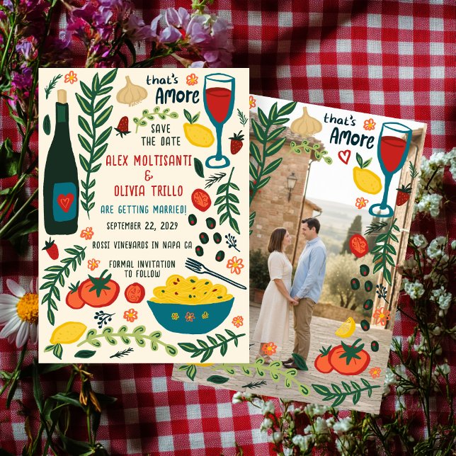 Convite That's Amore Italian Food SAVE THE DATE Engagement (That's Amore Italian Food SAVE THE DATE Custom Photo Engagement Invitation
)